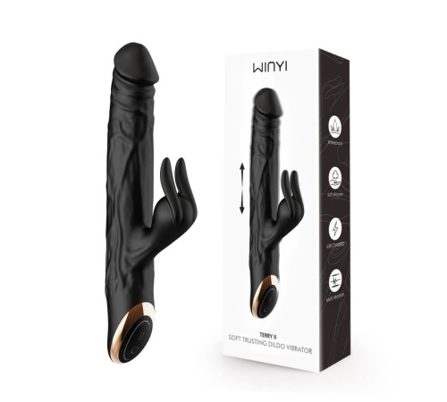 WY0646 Terry II-2022 New Wholesale Big Black Telescopic Realistic Dildo Sex Toy Thrusting Rabbit Dildo Vibrator For Women