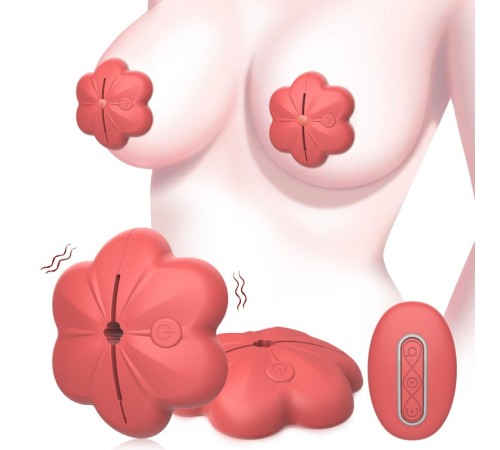 Flower Pin The Nipple Vibe With Remote-Red