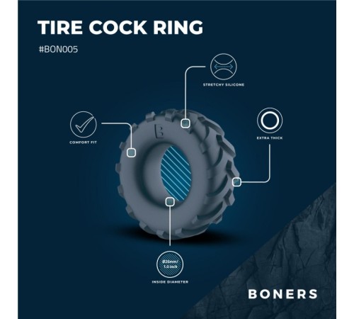 Boners Tire Cock Ring - Grey