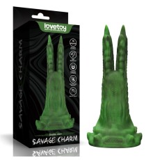 Двойной вибратор монстр Savage Charm Double Claw Vibrating Silicone Dildo