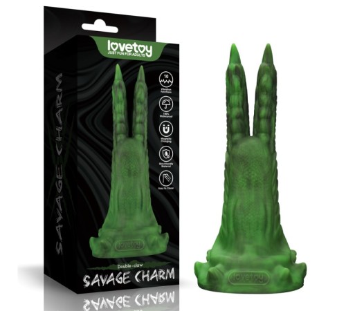 Двойной вибратор монстр Savage Charm Double Claw Vibrating Silicone Dildo