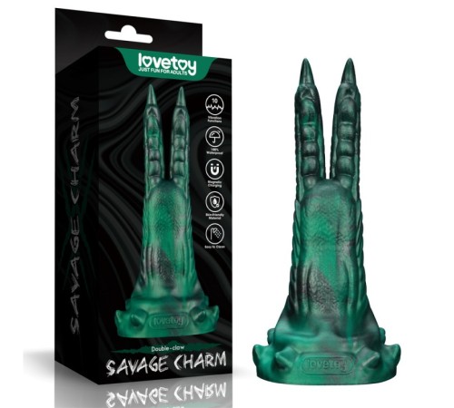 Двойной вибратор монстр Savage Charm Double Claw Vibrating Silicone Dildo