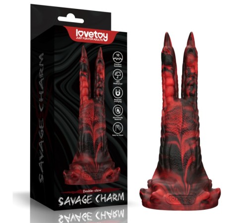 Двойной вибратор монстр Savage Charm Double Claw Vibrating Silicone Dildo