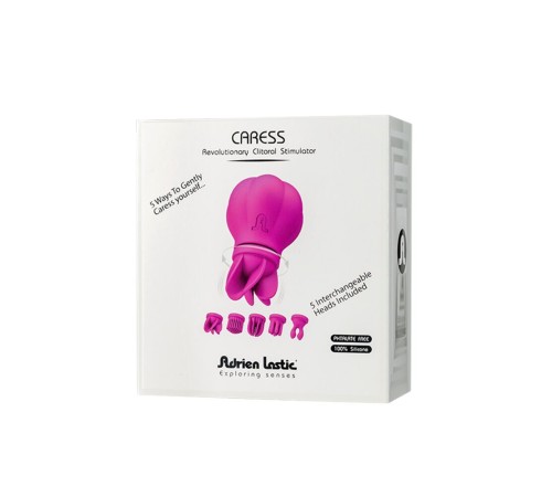 Вібратор Adrien Lastic Caress Pink з насадками для стимуляції ерогенних зон, які обертаються.