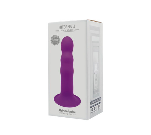 Дилдо з присоскою Adrien Lastic Hitsens 3 Purple, відмінно для страпона, діам. 4,1см, довжина 18,2см