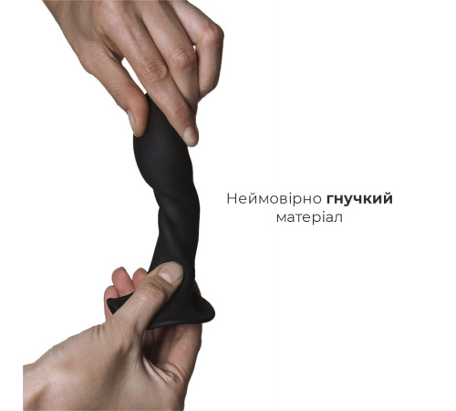 Дилдо з присоскою Adrien Lastic Hitsens 5 Black, відмінно для страпона, діаметр 2,4 см, довжина 13см