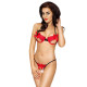 Комплект білизни Passion COCTAIL BIKINI L/XL, red, ліф з бантиками, стрінги-ниточки