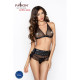 Комплект білизни Passion EXPRESSION SET S/M, black, ліф сітчастий, спідничка і стрінги