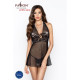 Прозора сорочка приталена Passion TARANEE CHEMISE S/M, black, трусики