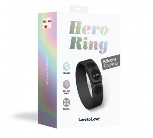 Регульоване ерекційне кільце на кнопках Love To Love HERO RING - BLACK ONYX