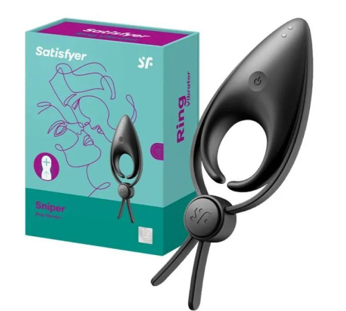 Ерекційне віброкільце-ласо з регулюванням розміру Satisfyer Sniper Black