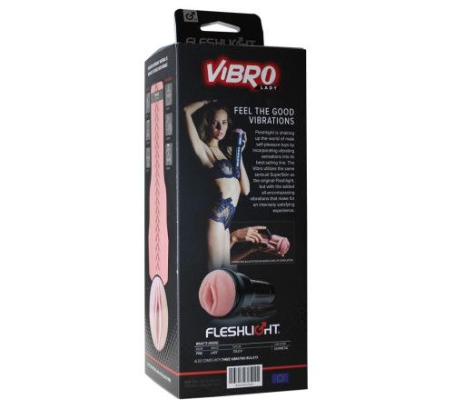 Мастурбатор з вібрацією Fleshlight Vibro Pink Lady Touch, три віброкулі, стимулювальний рельєф