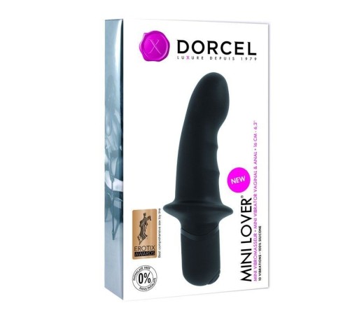 Вібратор Dorcel Mini Lover Black з обмежувачем, для точки G і масажу простати