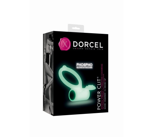 Ерекційне кільце Dorcel Power Clit White PHOSPHO з вібрацією, біле, світиться в темряві