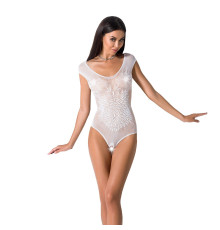 Бодістокінг Passion BS064 One Size, White, боді, закрите плече, відкритий доступ