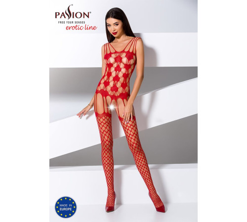 Бодістокінг Passion BS067 red, комбінезон, імітація панчох і топа на бретелях