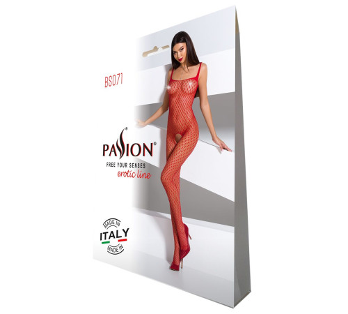 Бодістокінг Passion BS071 red, комбінезон на бретелях