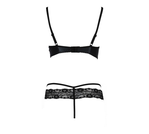 Комплект білизни Passion Exclusive NORTH SET S/M, black, ліф и трусики з елементами під латекс