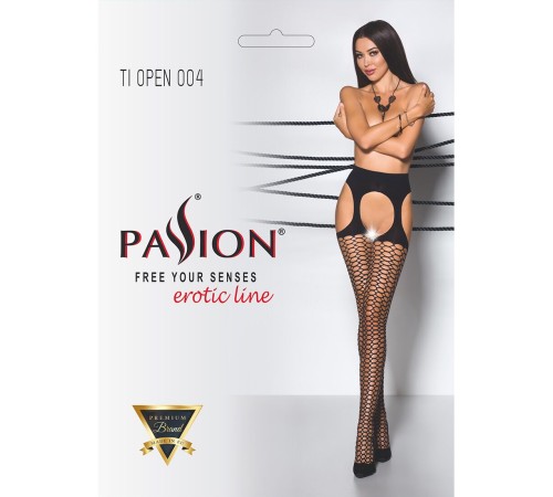 Еротичні колготки Passion TIOPEN 004 1/2 (fishnet 40 den), nero, імітація панчох і пояса