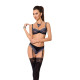 Комплект белья Passion Exclusive GISELE SET S/M, black, лиф, трусики с пажами