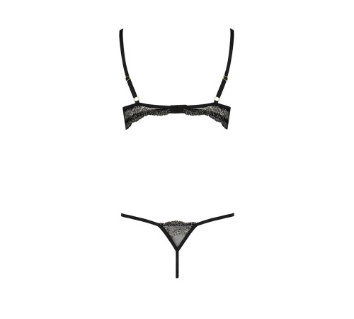 Комплект білизни Passion Exclusive VALERY SET OpenBra S/M, black, стрепи, трусики, відкритий ліф