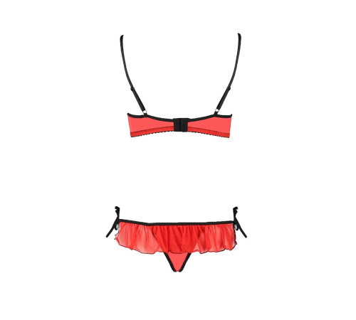 Комплект білизни Passion Exclusive CHERRY SET OpenBra L/XL, red, відкритий ліф, трусики-спідничка