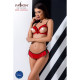 Комплект білизни Passion Exclusive CHERRY SET OpenBra S/M, red, відкритий ліф, трусики-спідничка