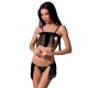 Комплект білизни Passion Exclusive KASSANDRA SET OpenBra 2XL/3XL black, ліф, трусики-спідниця