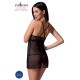 Прозора сорочка приталена Passion QUENTRIS CHEMISE XXL/XXXL, black, трусики