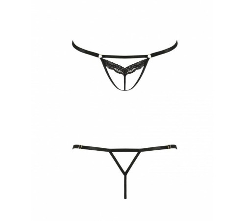 Відверті трусики-стрепи з мереживом Passion Exclusive SOLON THONG L/XL, black