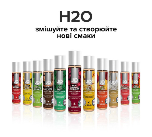 Змазка на водній основі JO H2O — Raspberry Sorbet (30 мл) без цукру, рослинний гліцерин