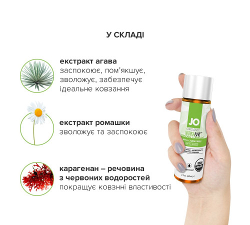 Розпродаж!!! Змазка на водній основі System JO NATURALOVE — ORGANIC (60 мл) (термін 03.2025)