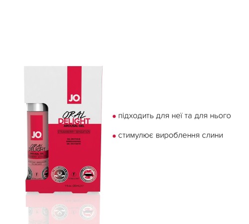 Гель для оральних пестощів JO Oral Delight — Strawberry Sensation (30 мл), ефект холод-тепло