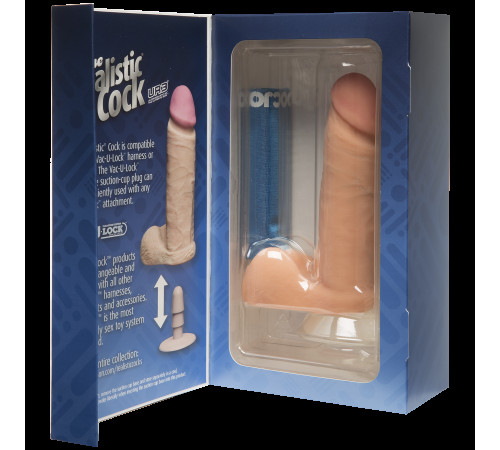 Фалоімітатор Doc Johnson The Realistic Cock 6 inch White – ULTRASKYN, Vack-U-Lock, діаметр 4,3 см