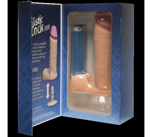 Фалоімітатор Doc Johnson The Realistic Cock 8 inch White - ULTRASKYN, Vack-U-Lock, діаметр 5,1 см