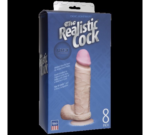 Фалоімітатор Doc Johnson The Realistic Cock 8 inch White - ULTRASKYN, Vack-U-Lock, діаметр 5,1 см