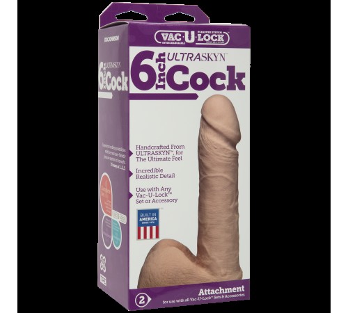 Фалоімітатор Doc Johnson Vac-U-Lock - 6 Inch ULTRASKYN Cock White, діаметр 4,3 см