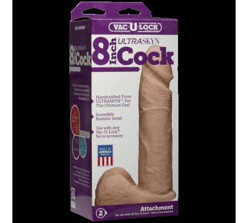 Фалоімітатор Doc Johnson Vac-U-Lock - 8 Inch ULTRASKYN Cock White, діаметр 5,1 см