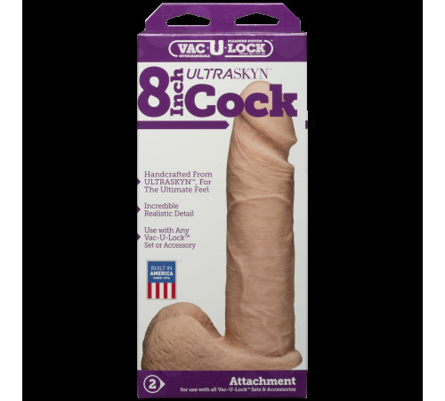 Фалоімітатор Doc Johnson Vac-U-Lock - 8 Inch ULTRASKYN Cock White, діаметр 5,1 см