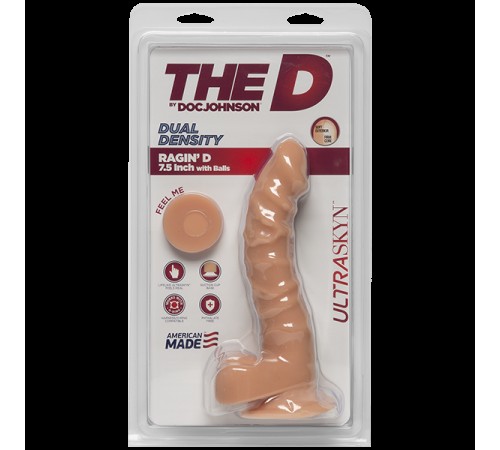 Фалоімітатор Doc Johnson The D - Ragin D - 7,5 Inch With Balls - ULTRASKYN, діаметр 3,8 см