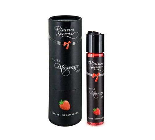 Масажна олія Plaisirs Secrets Strawberry (59 мл) з афродизіаками, їстівна, подарункова упаковка