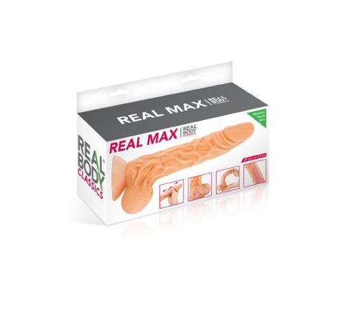 Фалоімітатор із рухомою крайньою плоттю Real Body — Real Max, діаметр 4,3 см, TPE