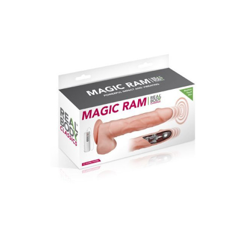 Фалоімітатор-пульсатор із вібрацією Real Body — Magic Ram, діаметр 4 см, рух вперед-назад