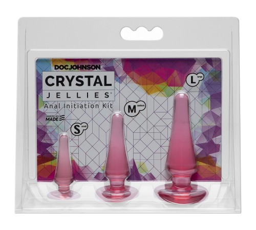 Набір анальних пробок Doc Johnson Crystal Jellies - Pink, макс. діаметр 2см - 3 см - 4 см