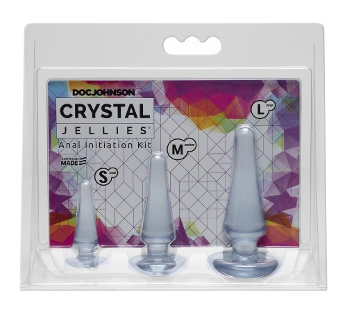 Набір анальних пробок Doc Johnson Crystal Jellies Anal - Clear, макс. діаметр 2см - 3 см - 4 см