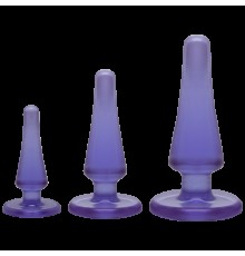 Набір анальних пробок Doc Johnson Crystal Jellies Anal - Purple, макс. діаметр 2см - 3 см - 4 см