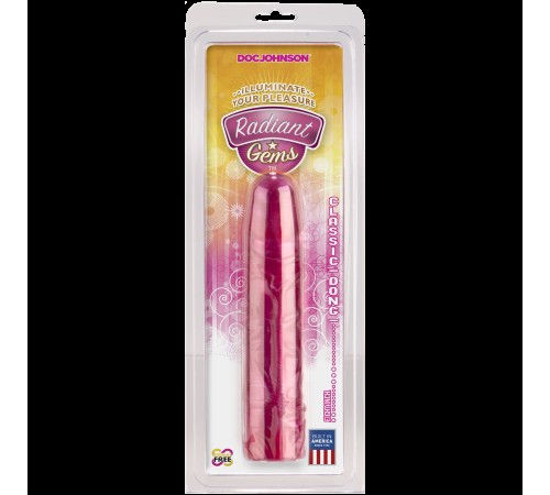 Фалоімітатор Doc Johnson Radiant Gems 8 Inch Fuchsia, діаметр 4,3 см, антибактеріальний ПВХ