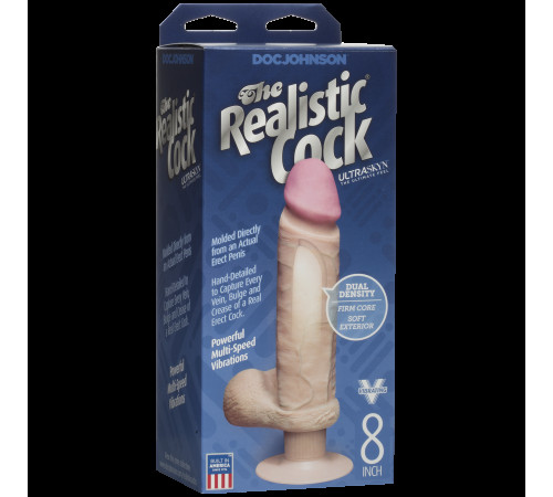 Фалоімітатор Doc Johnson The Realistic Cock 8 inch ULTRASKYN, діаметр 5,1 см, плавне регулювання