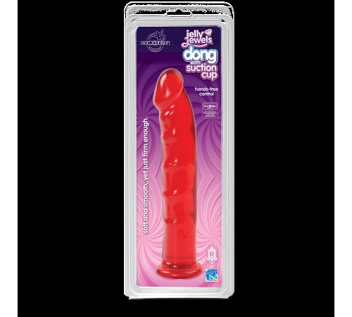 Фалоімітатор Doc Johnson Jelly Jewels Dong & Suction Cup Red, діаметр 3,6 см, антибактеріальний ПВХ