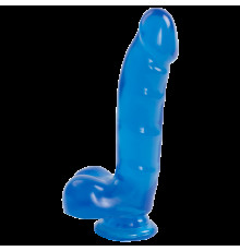 Фалоімітатор Doc Johnson Jelly Jewels Cock & Balls Blue, діаметр 3,6 см, антибактеріальний ПВХ